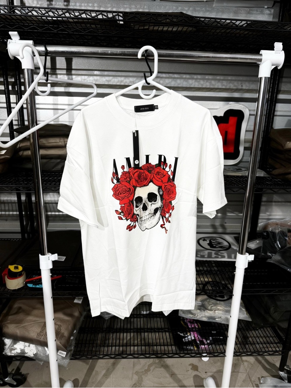 White Graphic Skull & Roses T-Shirt